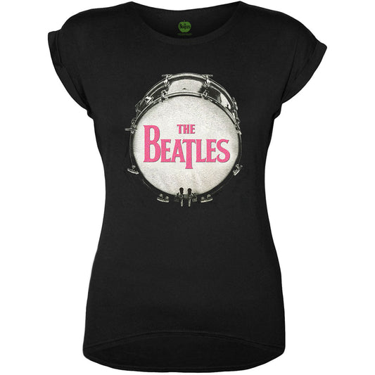 The Beatles Ladies Embellished T-Shirt: Drum (Glitter Print) Embellished T-Shirt