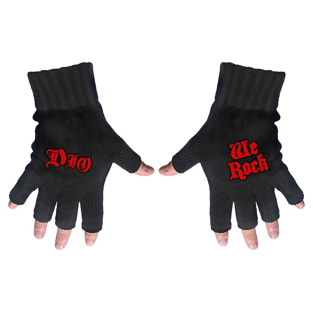 Dio Unisex Fingerless Gloves: Logo & We Rock Vingerloze handschoenen