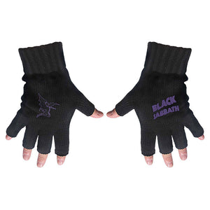 Black Sabbath Unisex Fingerless Gloves: Purple Logo & Devil Vingerloze handschoenen