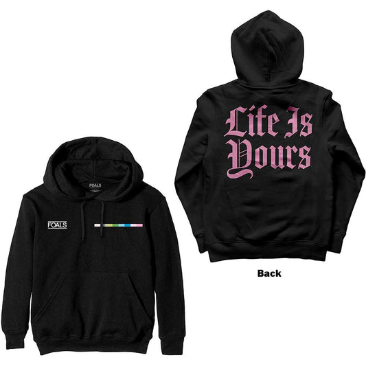 Foals Unisex Pullover Hoodie: Life Is Yours Text (Back Print) Trui met capuchon