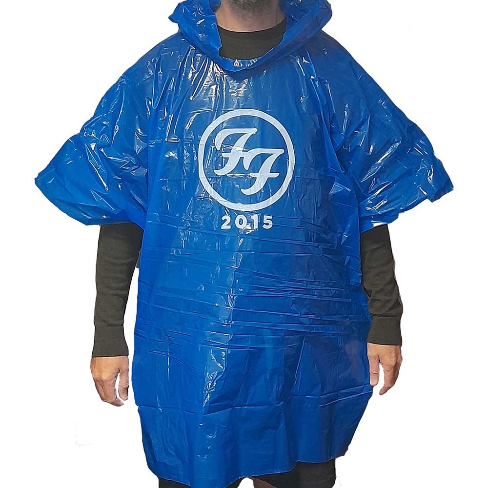 Foo Fighters Unisex Poncho: White FF Logo 2015 (Ex-Tour) Poncho