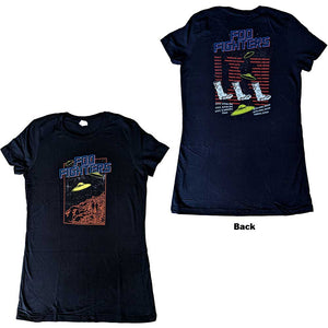 Foo Fighters Ladies T-Shirt: UFOS 2015 European Tour (Back Print) (Ex-Tour) T-Shirt