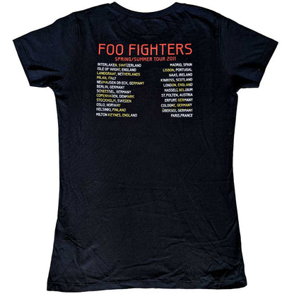 Foo Fighters Ladies T-Shirt: Wasting Light 2011 European Tour (Back Print) (Ex-Tour) T-Shirt