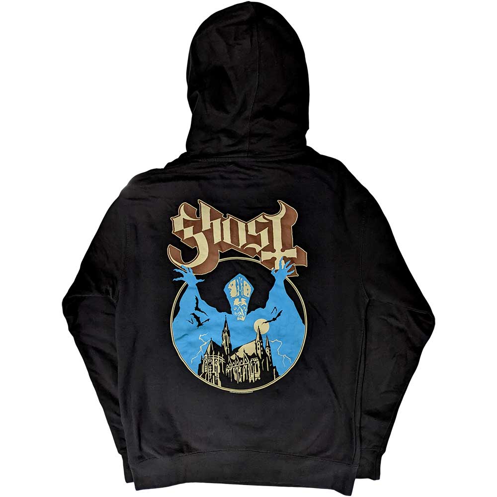 Ghost Unisex Pullover Hoodie: Pocket Logo & Opus (Back Print) Trui met capuchon