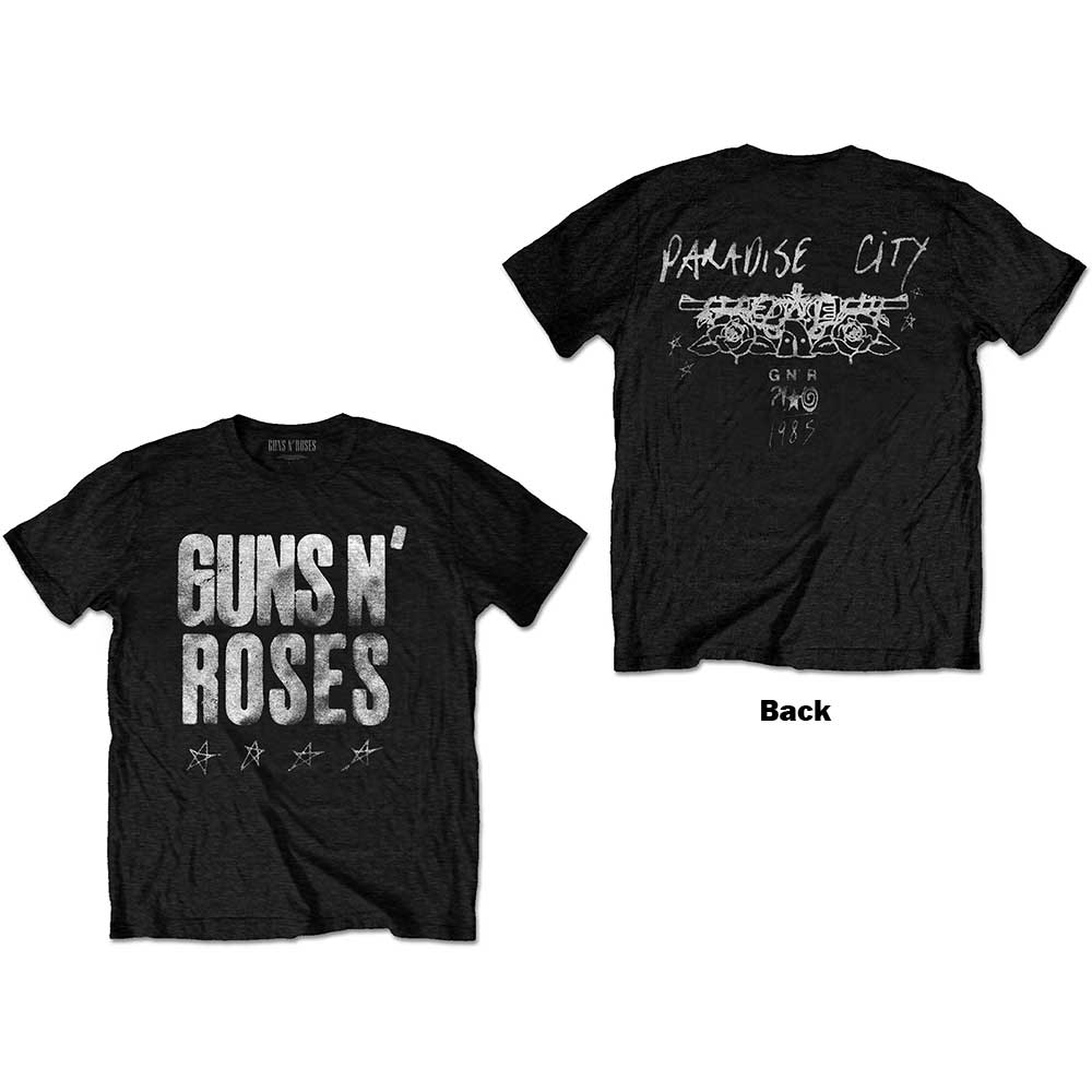 Guns N' Roses Unisex T-Shirt: Paradise City Stars (Back Print) T-Shirt