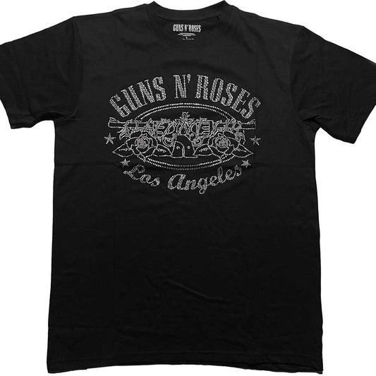 Guns N' Roses Unisex Embellished T-Shirt: LA Logo (Diamante) Embellished T-Shirt