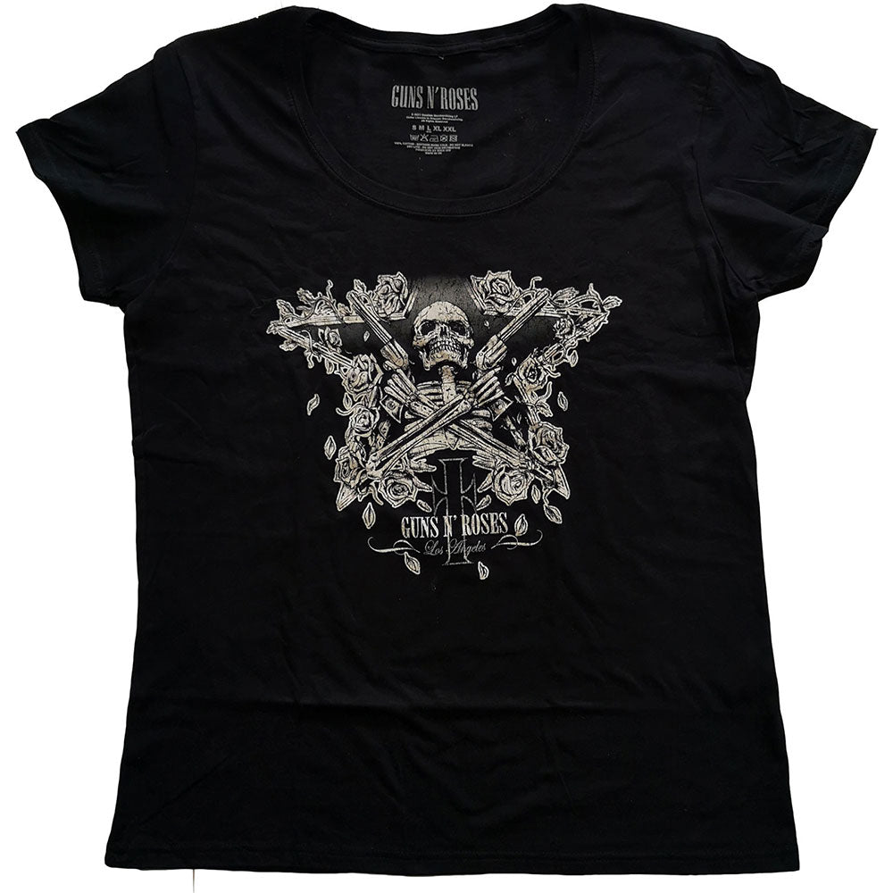 Guns N' Roses Ladies T-Shirt: Skeleton Guns T-Shirt