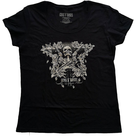 Guns N' Roses Ladies T-Shirt: Skeleton Guns T-Shirt