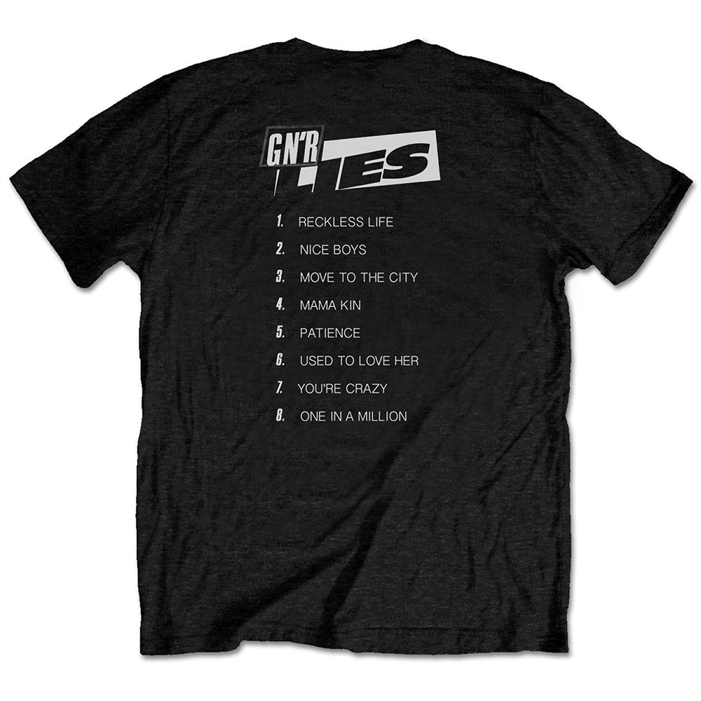 Guns N' Roses Unisex T-Shirt: Lies Track List (Back Print) T-Shirt