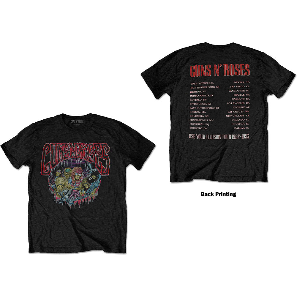 Guns N' Roses Unisex T-Shirt: Illusion Tour (Back Print) T-Shirt