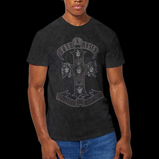 Guns N' Roses Unisex T-Shirt: Monochrome Cross (Wash Collection) T-Shirt