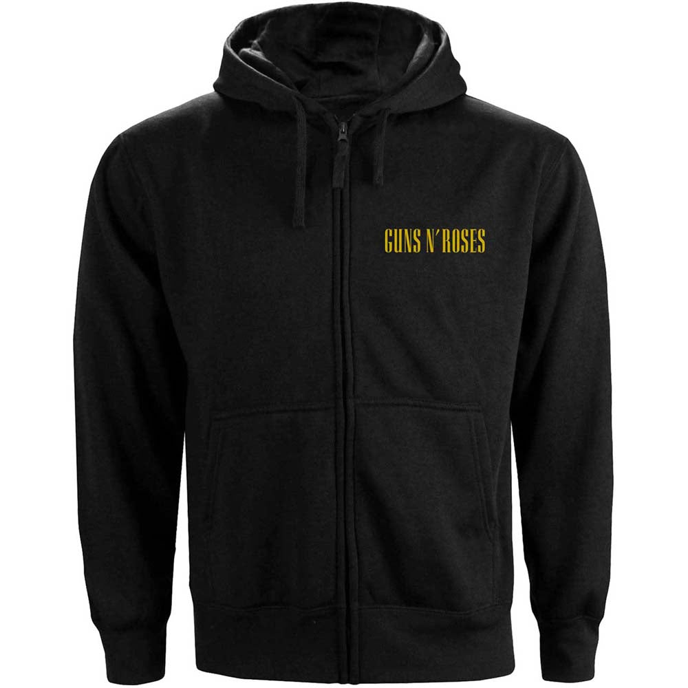 Guns N' Roses Unisex Zipped Hoodie: Classic Logo (Back Print) Ritshoodie