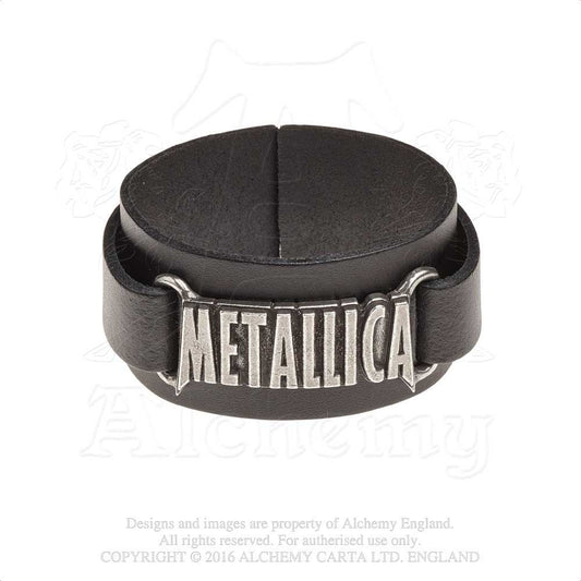 Metallica Leather Wrist Strap: Logo Leren polsband