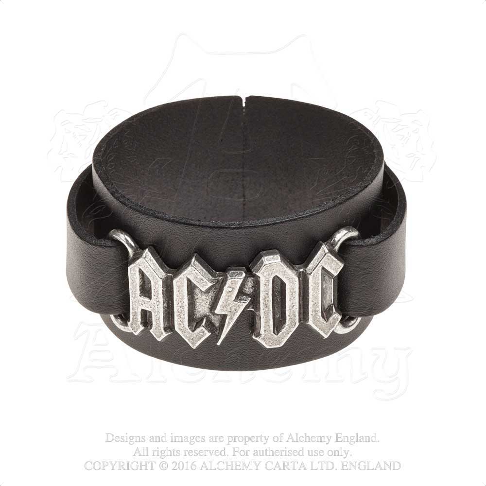 AC/DC Leather Wrist Strap: Logo Leren polsband