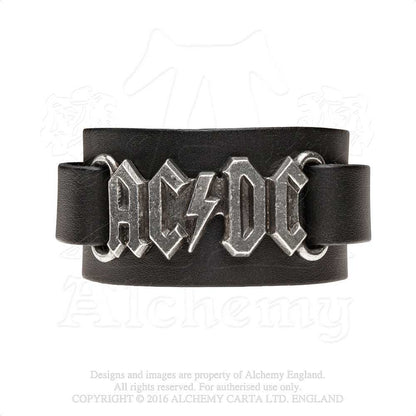 AC/DC Leather Wrist Strap: Logo Leren polsband