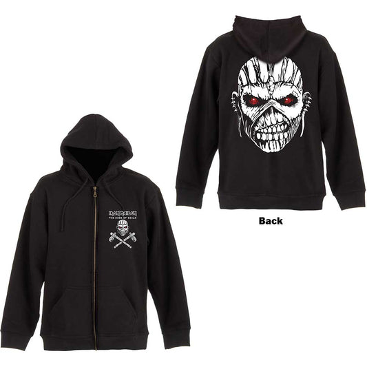 Iron Maiden Unisex Zipped Hoodie: Eddie Axe (Back Print) Ritshoodie