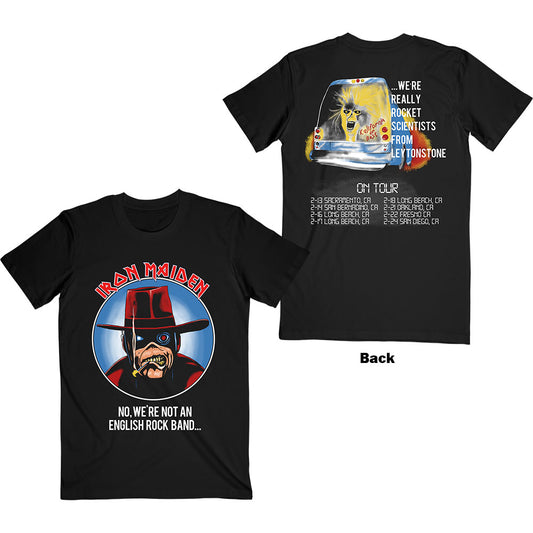 Iron Maiden Unisex T-Shirt: Not An English Rock Band (Back Print) T-Shirt