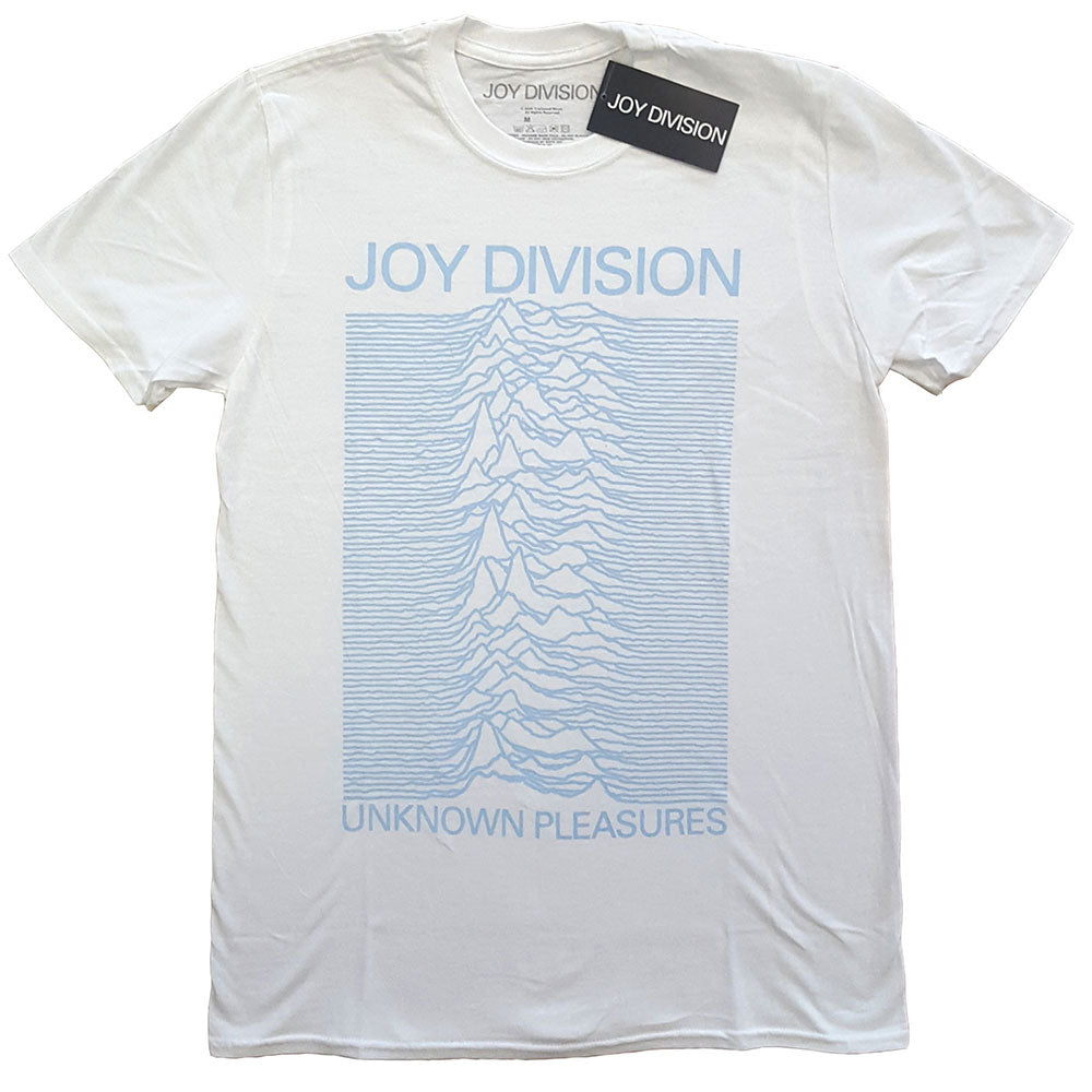 Joy Division Unisex T-Shirt: Unknown Pleasures Blue on White T-Shirt