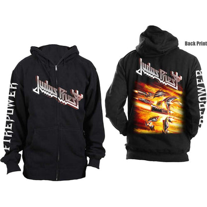 Judas Priest Unisex Zipped Hoodie: Firepower (Back Print) Ritshoodie