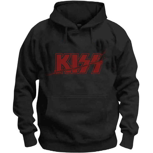 KISS Unisex Pullover Hoodie: Slashed Logo Trui met capuchon