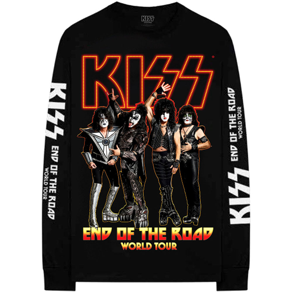 KISS Unisex Long Sleeve T-Shirt: End Of The Road Tour (Ex-Tour) (Back & Sleeve Print) Long Sleeve T-Shirt