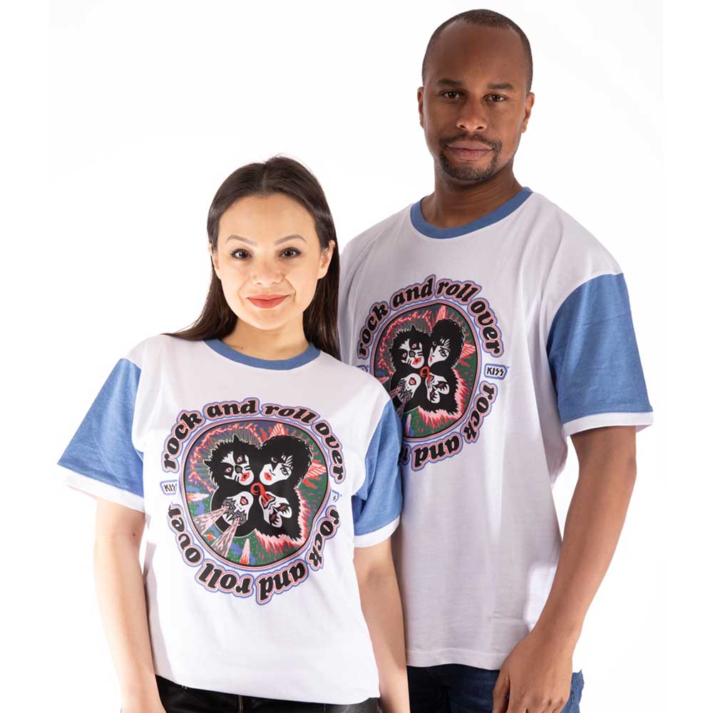 KISS Unisex Ringer T-Shirt: Rock and Roll Over Ringer T-Shirt