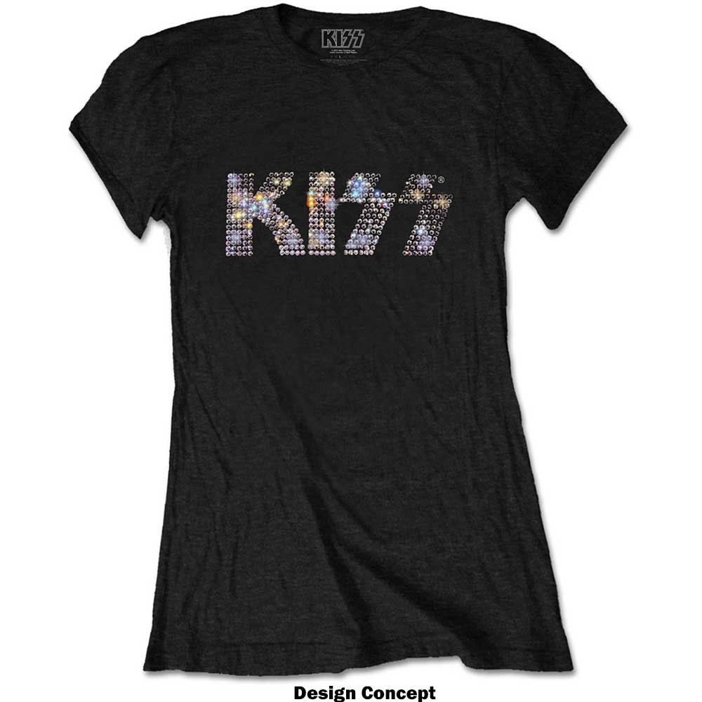 KISS Ladies Embellished T-Shirt: Logo (Diamante) Embellished T-Shirt