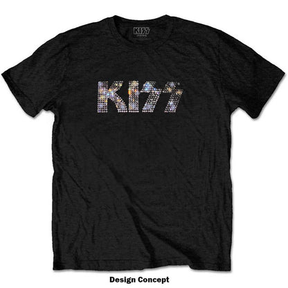 KISS Unisex Embellished T-Shirt: Logo (Diamante) Embellished T-Shirt