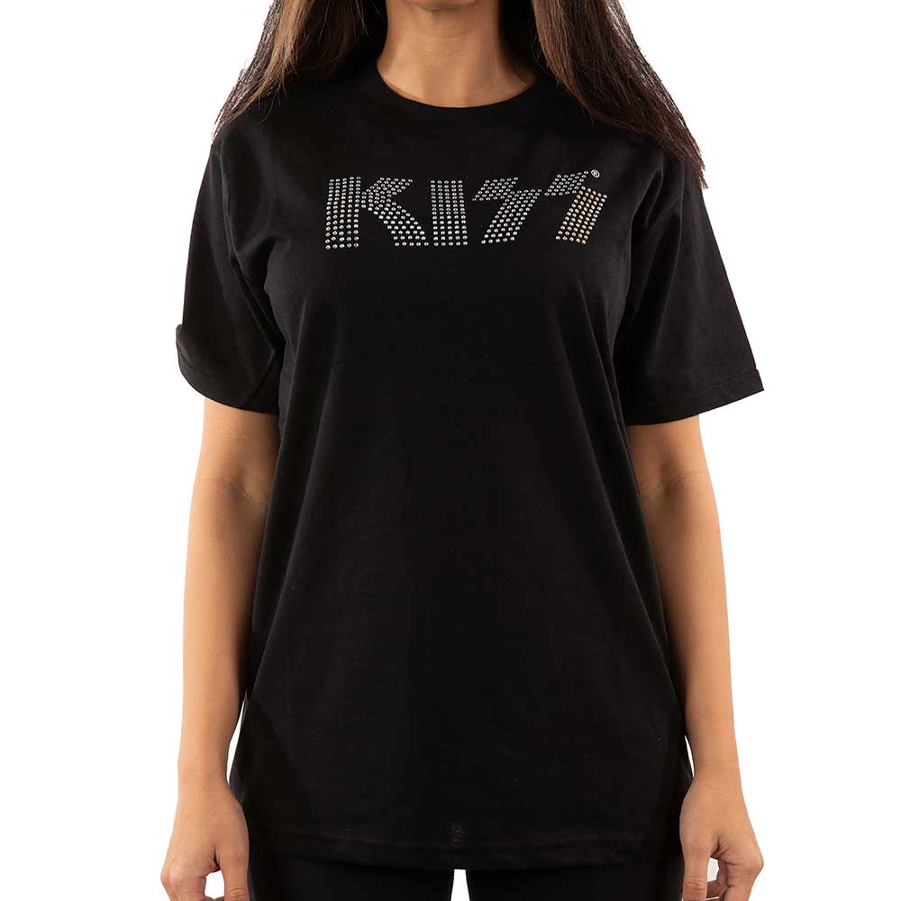 KISS Unisex Embellished T-Shirt: Logo (Diamante) Embellished T-Shirt