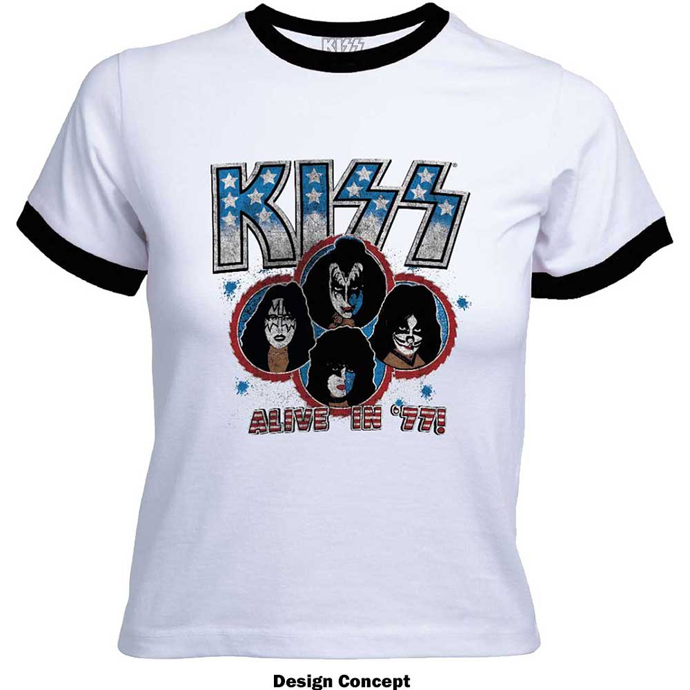 KISS Unisex Ringer T-Shirt: Alive in '77 Ringer T-Shirt