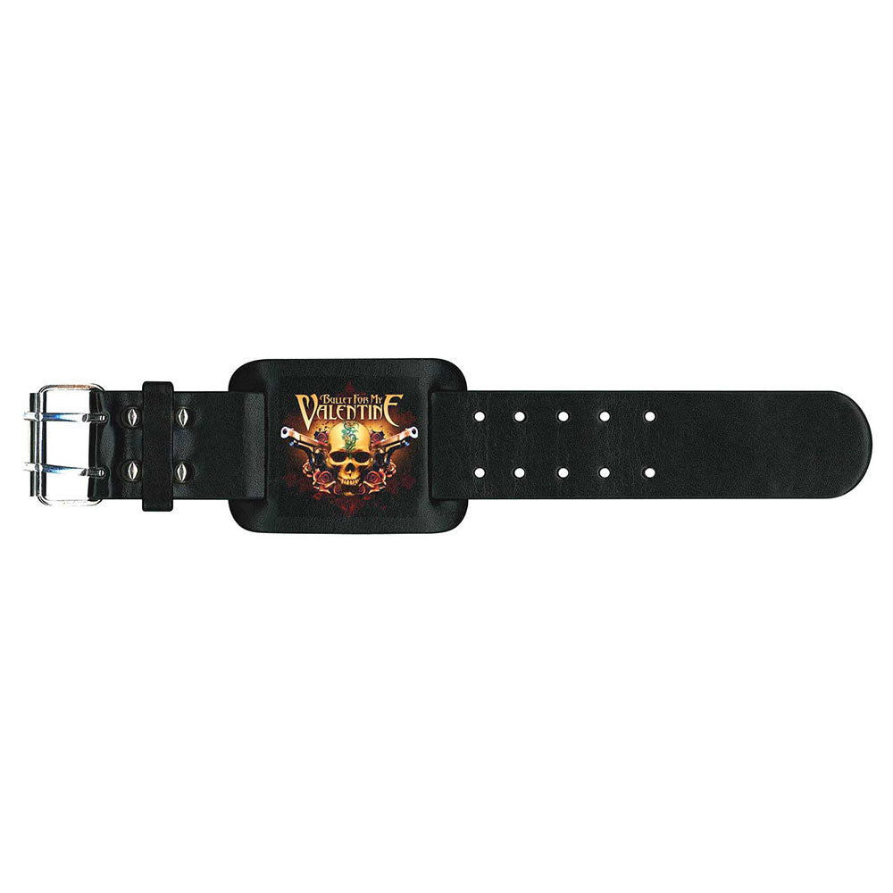 Bullet For My Valentine Leather Wrist Strap: Two Pistols Leren polsband