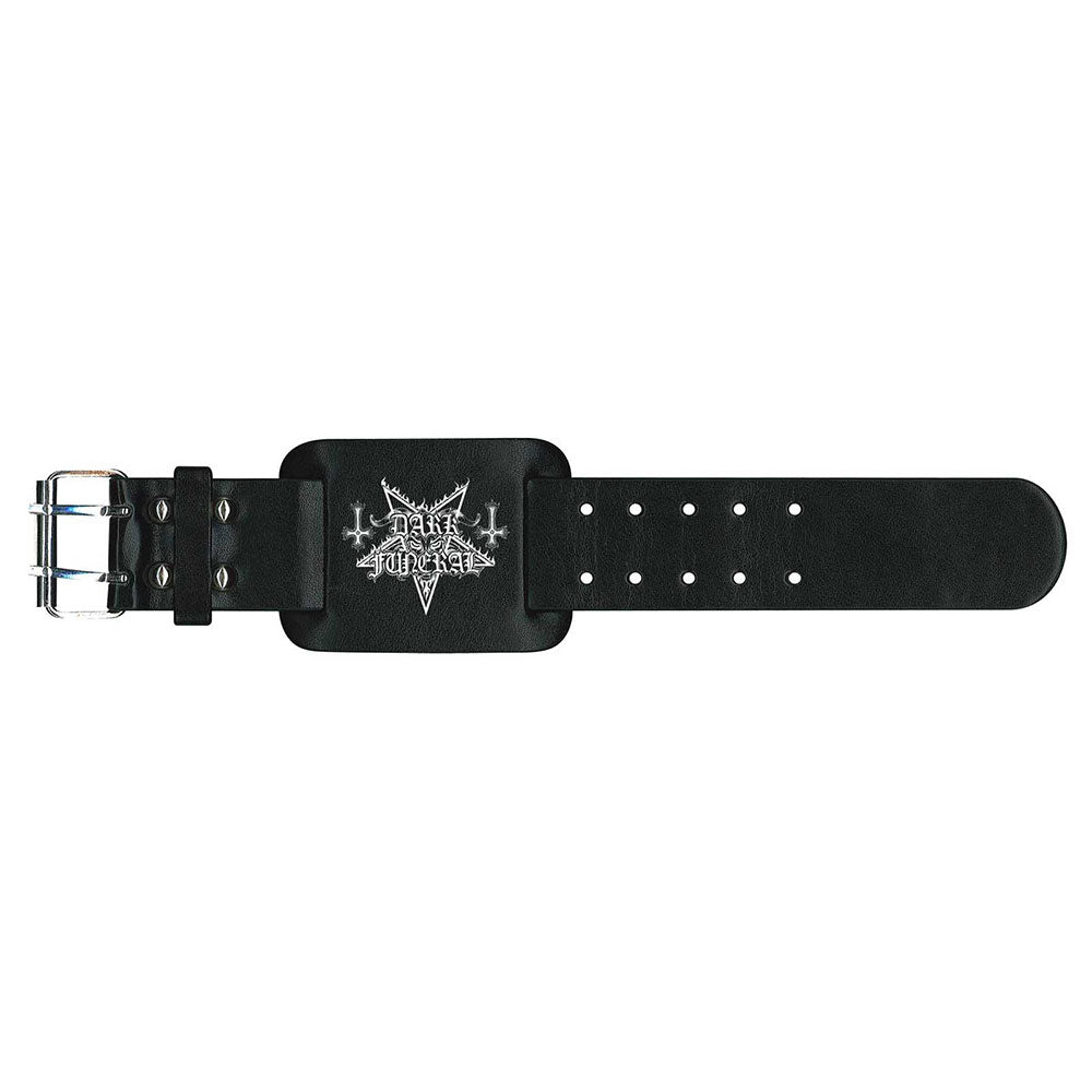 Dark Funeral Leather Wrist Strap: Logo Leren polsband