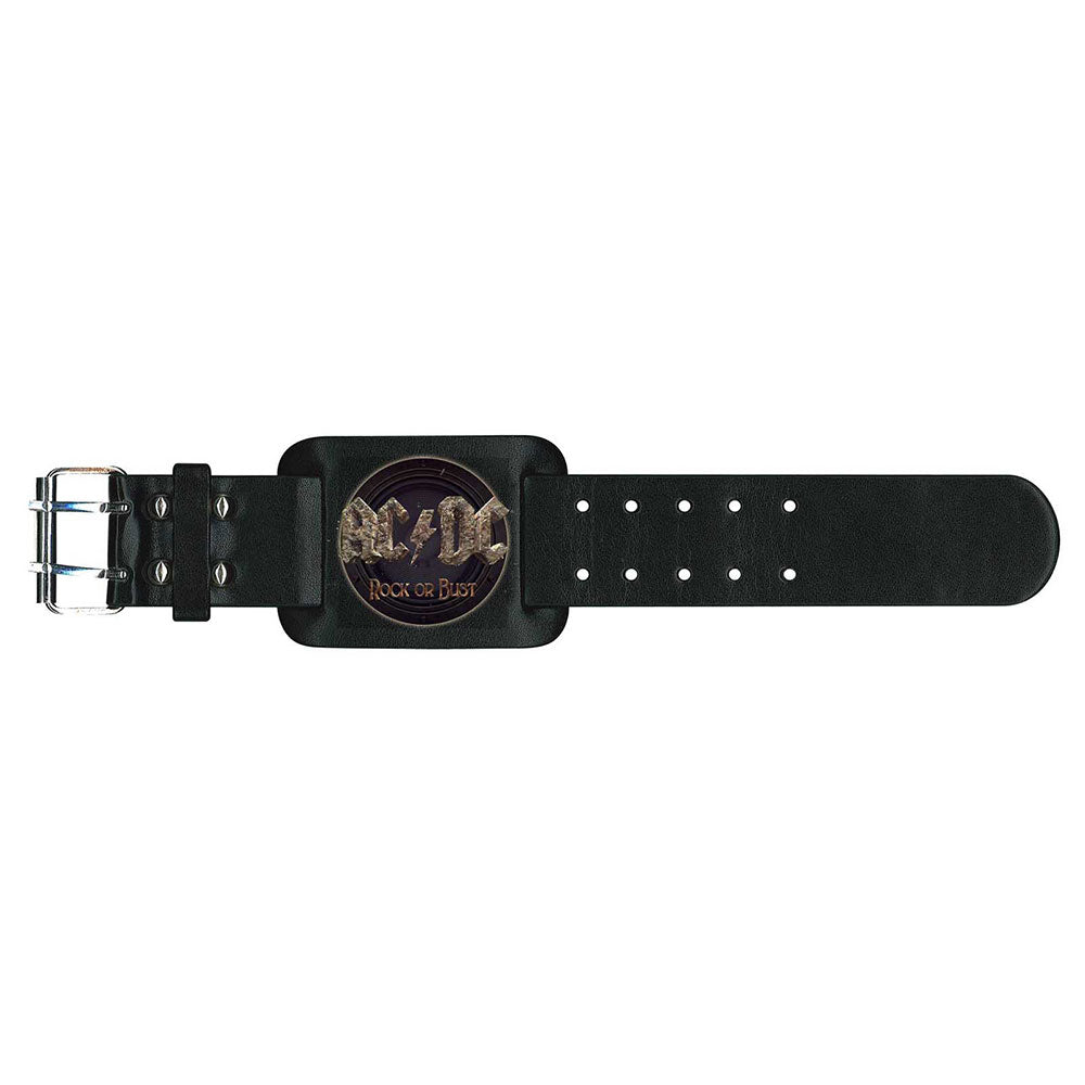 AC/DC Leather Wrist Strap: Rock or Bust Leren polsband