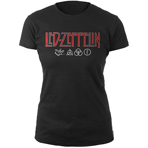 Led Zeppelin Ladies T-Shirt: Logo & Symbols T-Shirt