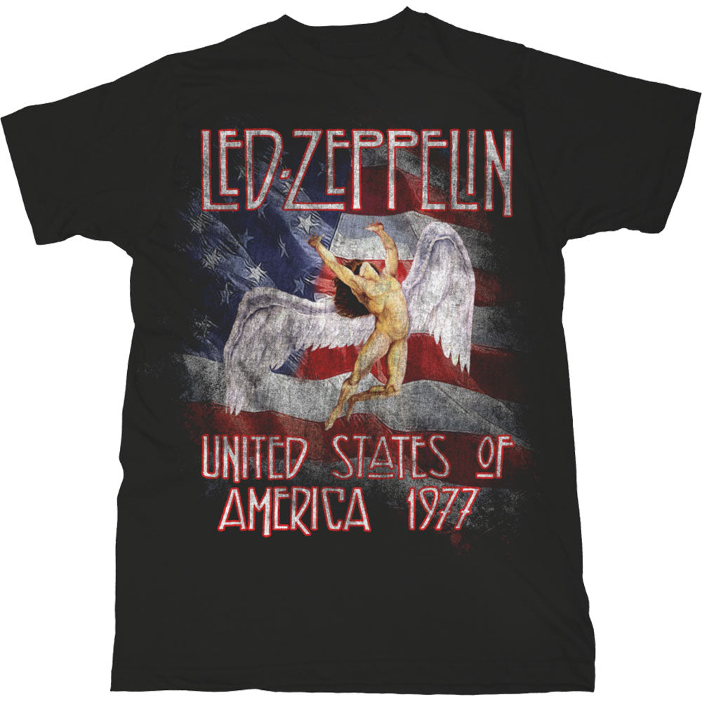 Led Zeppelin Unisex T-Shirt: Stars N' Stripes USA '77. T-Shirt