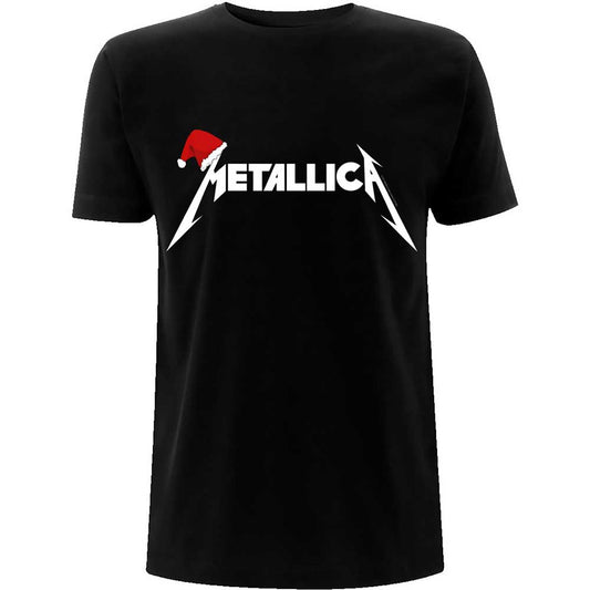 Metallica Unisex T-Shirt: Santa Hat Logo T-Shirt
