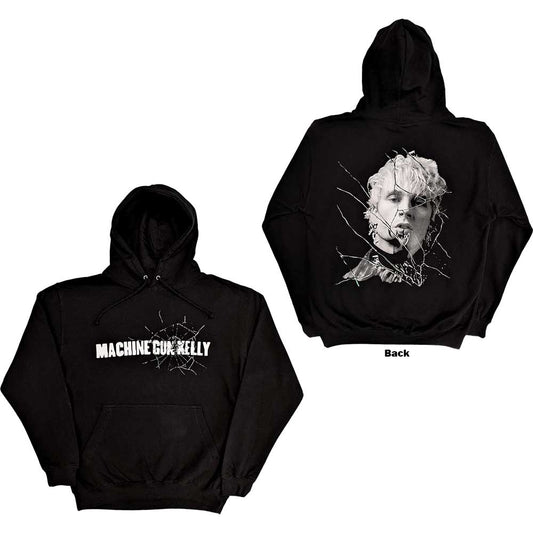 Machine Gun Kelly Unisex Pullover Hoodie: Cracked Glass (Back Print) Trui met capuchon