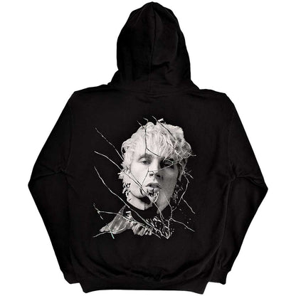 Machine Gun Kelly Unisex Pullover Hoodie: Cracked Glass (Back Print) Trui met capuchon