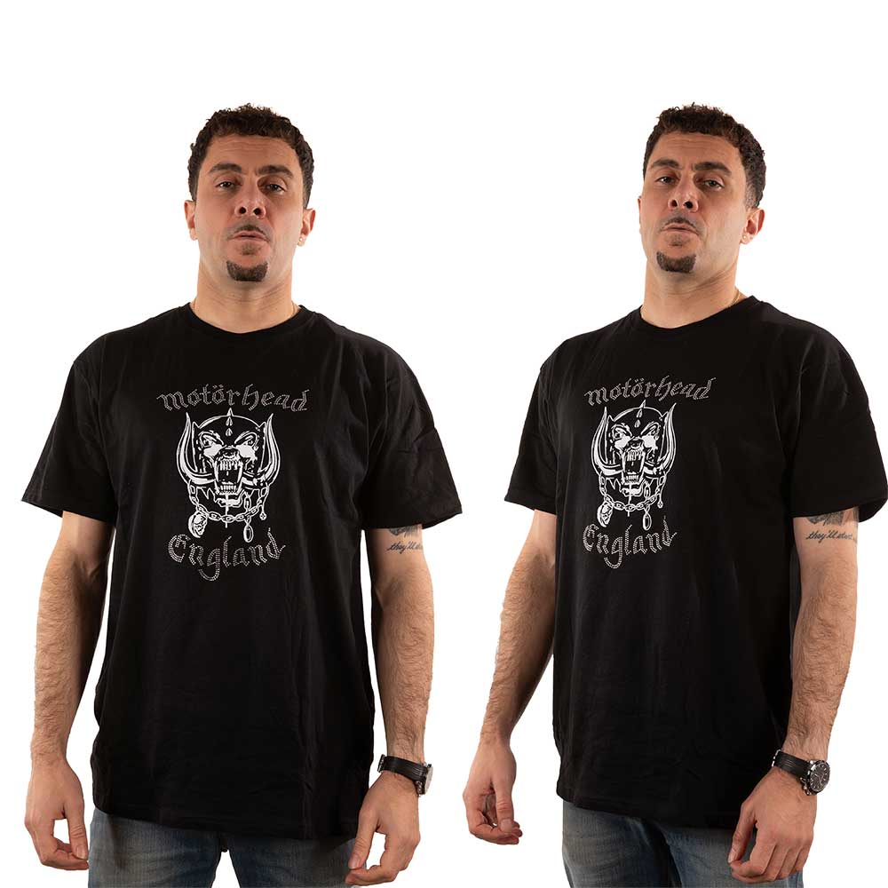 Motorhead Unisex Embellished T-Shirt: England (Diamante) Embellished T-Shirt