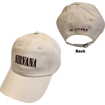 Nirvana Unisex Baseball Cap: Text Logo in Utero Baseballpet