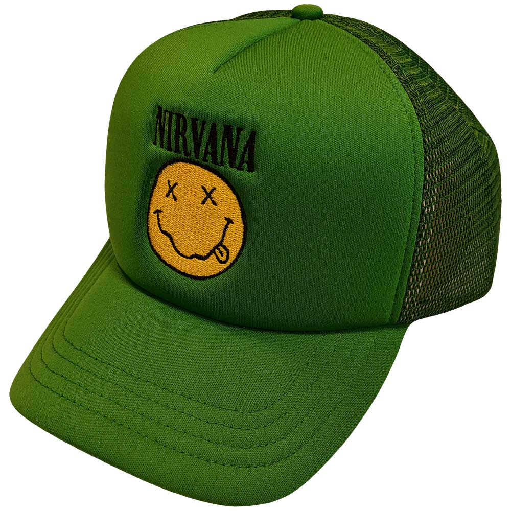 Nirvana Unisex Mesh Back Cap: Logo & Happy Face Mesh Back Cap