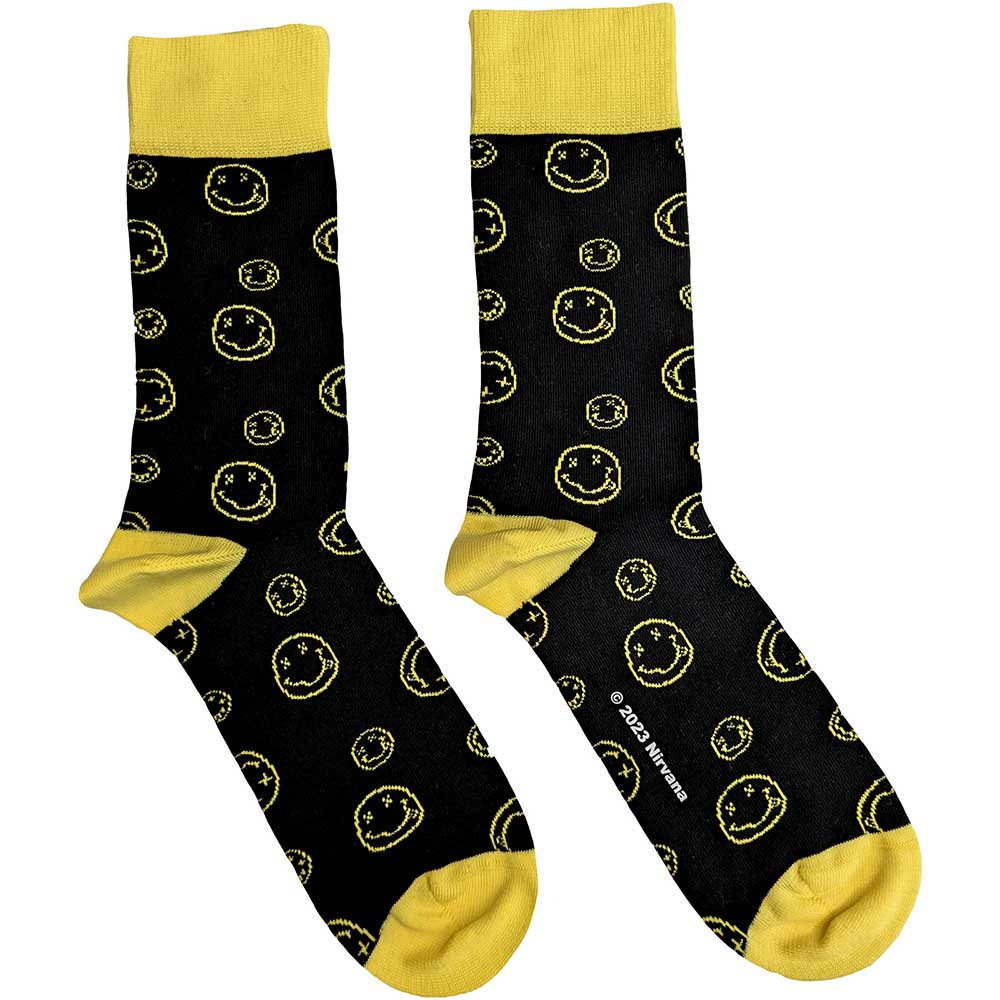 Nirvana Unisex Ankle Socks: Outline Happy Faces (UK Size 7 - 11) Enkelsokken