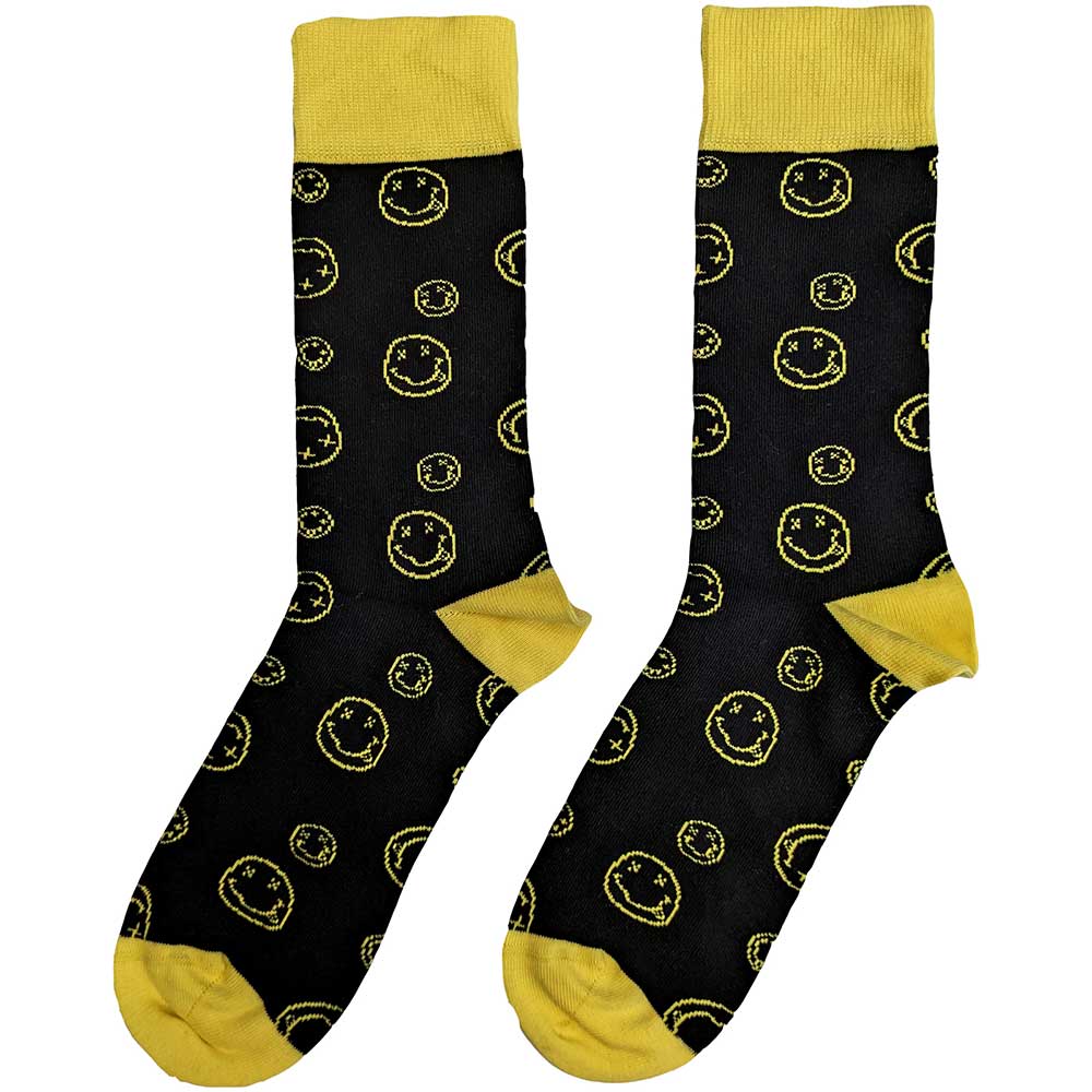 Nirvana Unisex Ankle Socks: Outline Happy Faces (UK Size 7 - 11) Enkelsokken