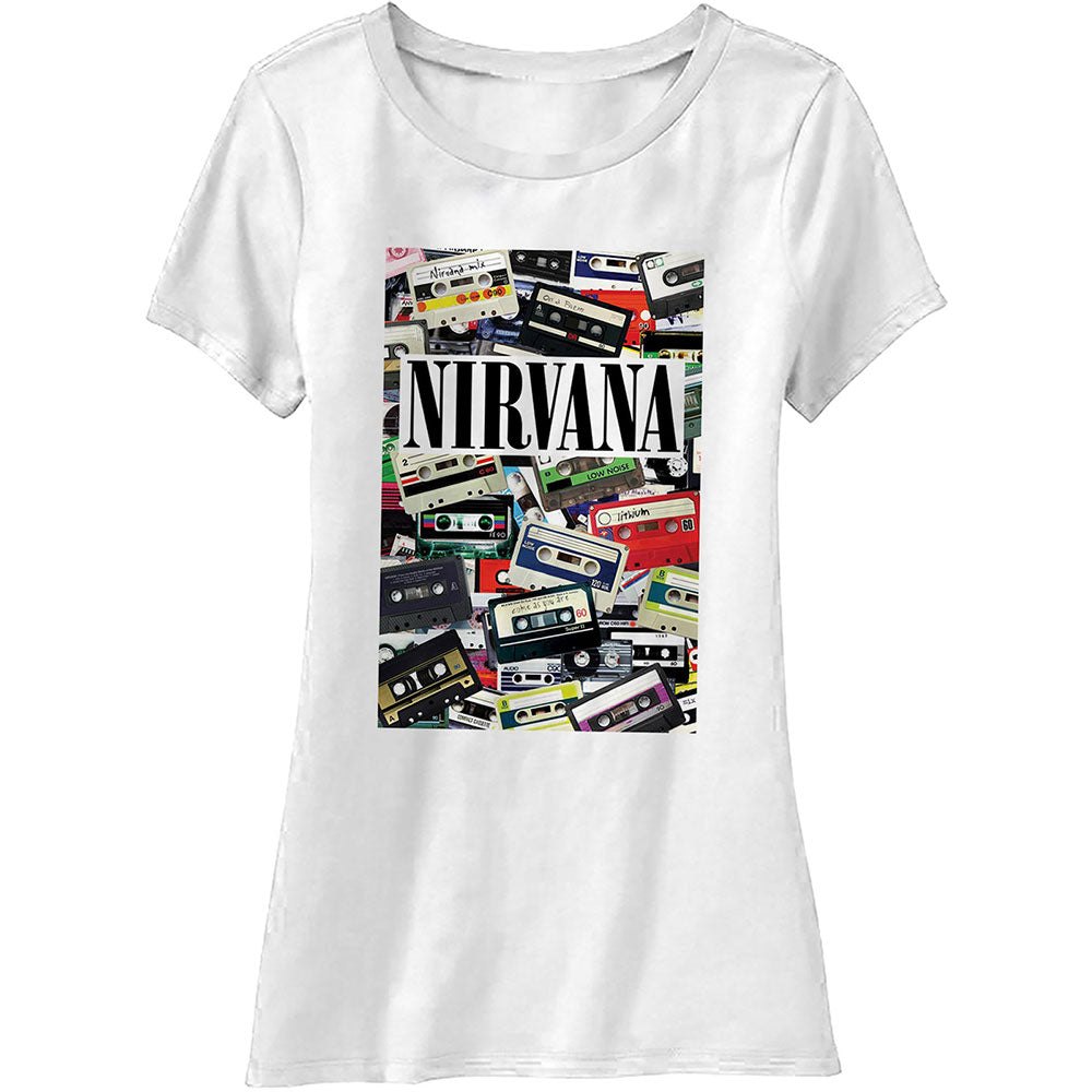 Nirvana Ladies T-Shirt: Cassettes T-Shirt