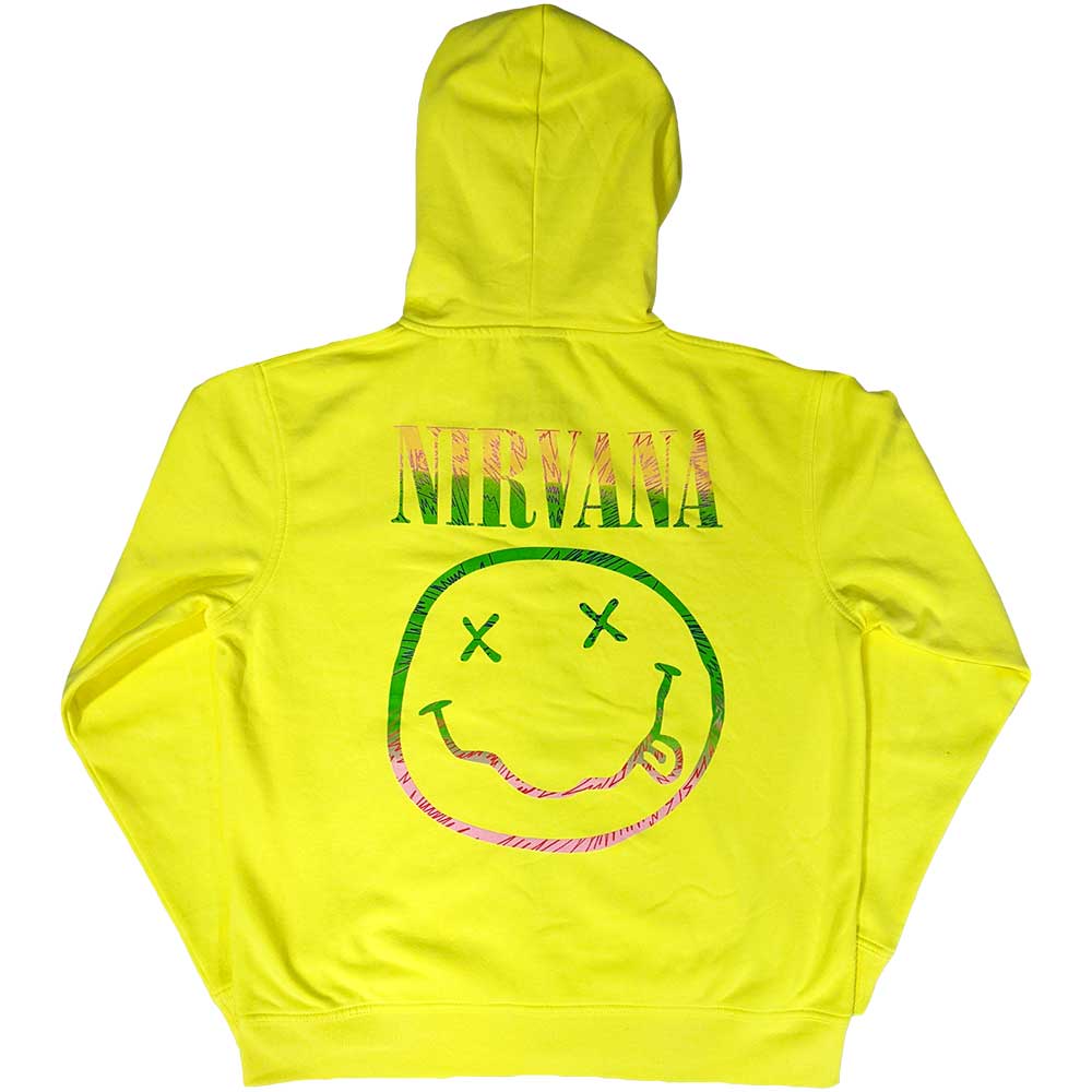 Nirvana Unisex Zipped Hoodie: Sorbet Ray Happy Face (Back Print) Ritshoodie