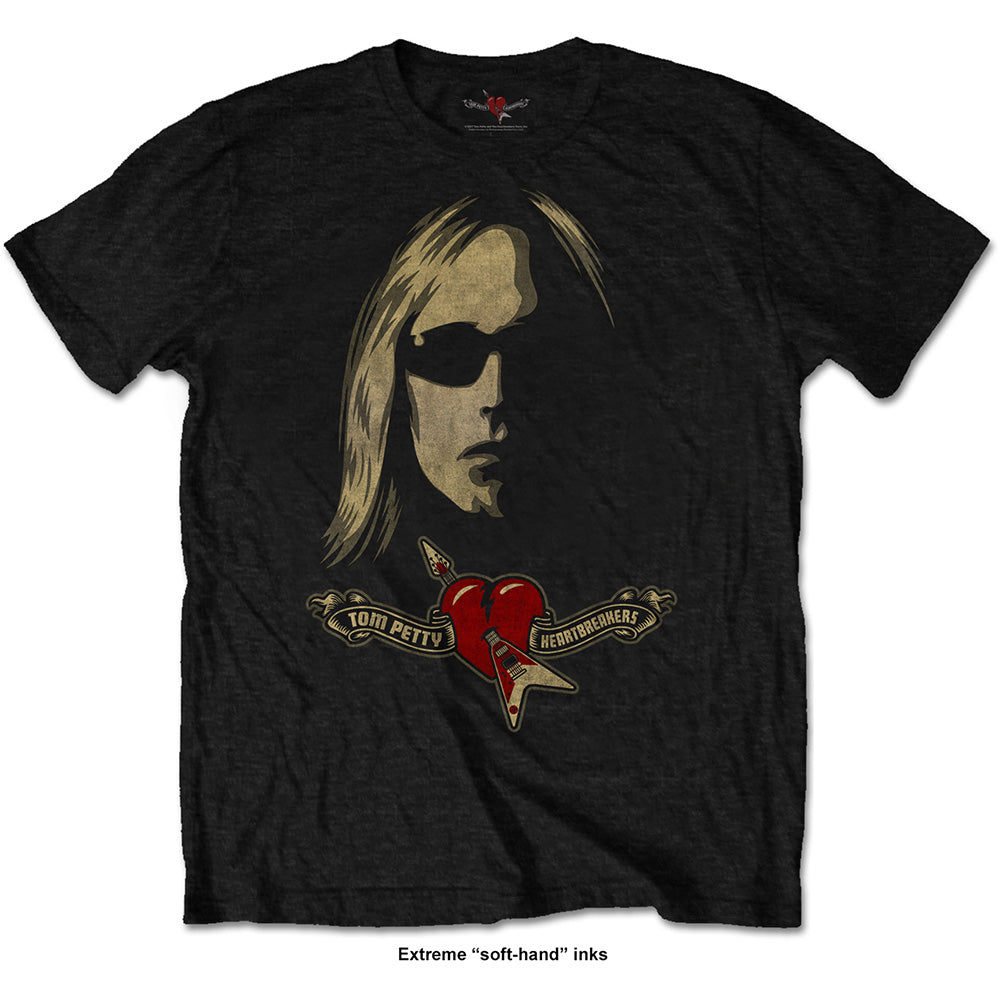 Tom Petty & The Heartbreakers Unisex T-Shirt: Shades & Logo (Soft Hand Inks) T-Shirt