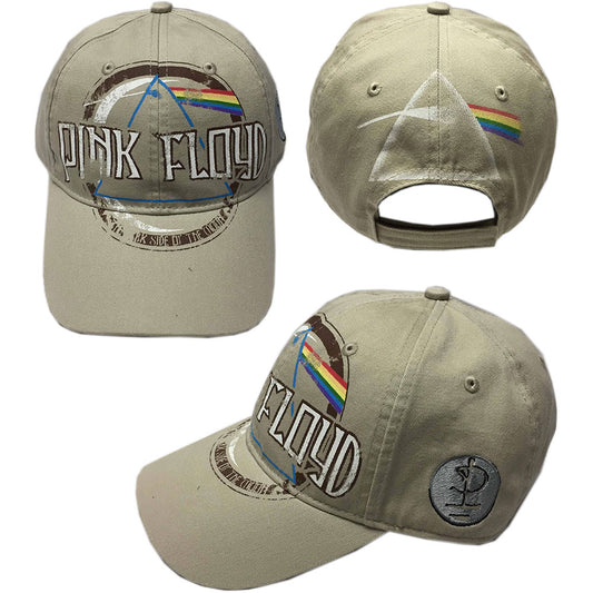 Pink Floyd Unisex Baseball Cap: Dark Side of the Moon Album Distressed (Sand) Baseballpet