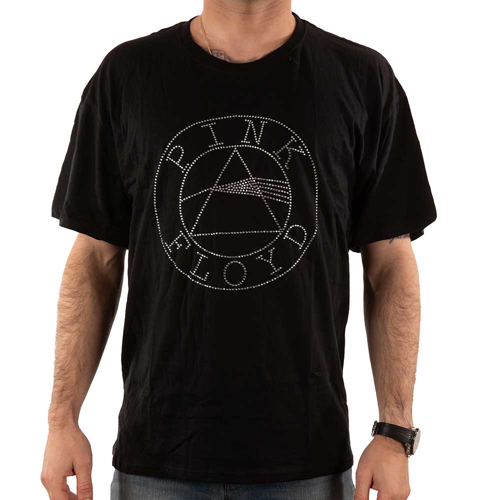 Pink Floyd Unisex Embellished T-Shirt: Circle Logo (Diamante) Embellished T-Shirt