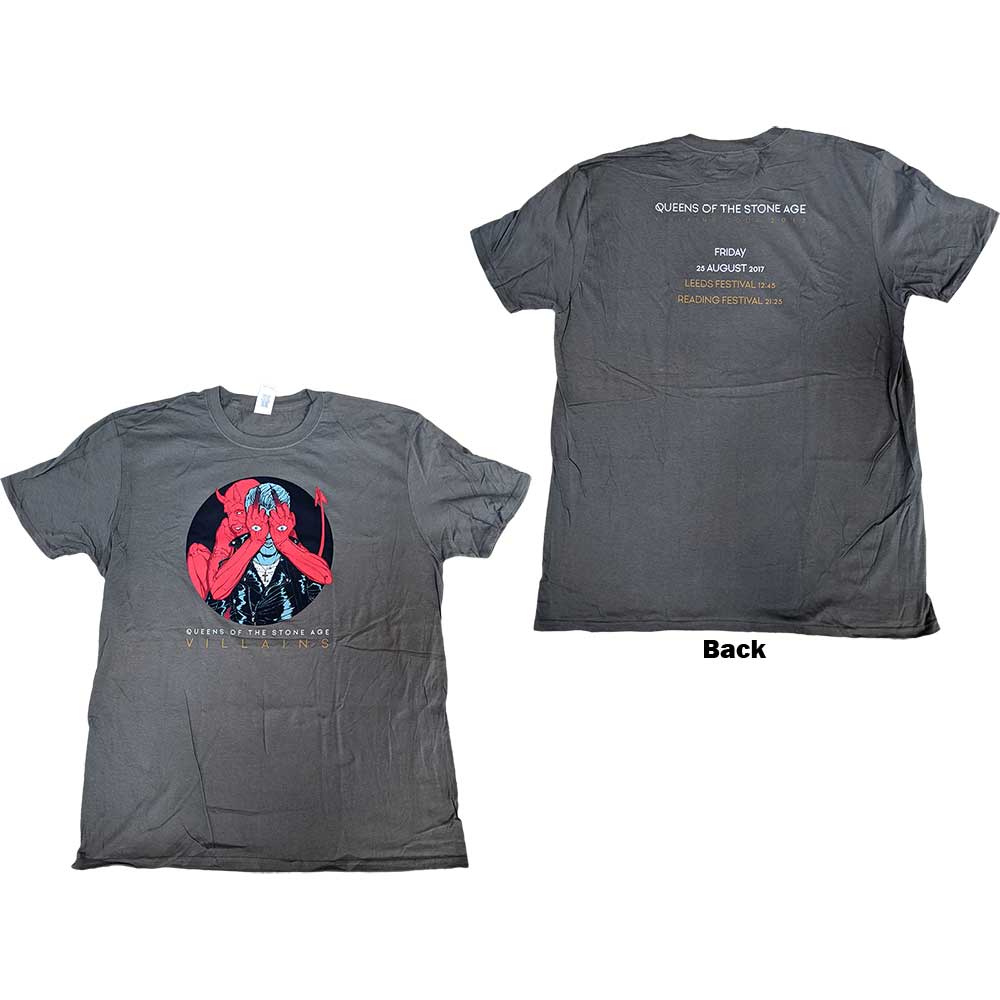 Queens Of The Stone Age Unisex T-Shirt: Villains R&L 2017 (Back Print) (Ex-Tour) T-Shirt