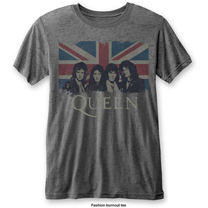 Queen Unisex T-Shirt: Vintage Union Jack (Burnout) T-Shirt